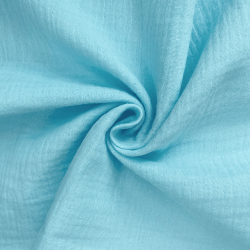 Ткань Муслин Жатый, цвет Небесно-голубой (на отрез)  в Ялта