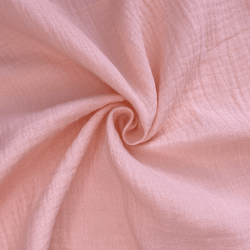 Ткань Муслин Жатый, цвет Нежно-Розовый (на отрез)  в Ялта