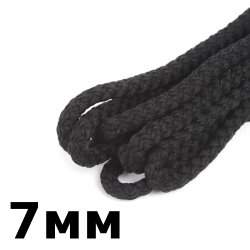Шнур с сердечником 7мм, цвет Чёрный (плетено-вязанный, плотный)  в Ялта